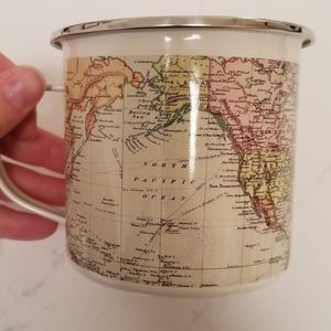 Vintage-style World Map metal mug
